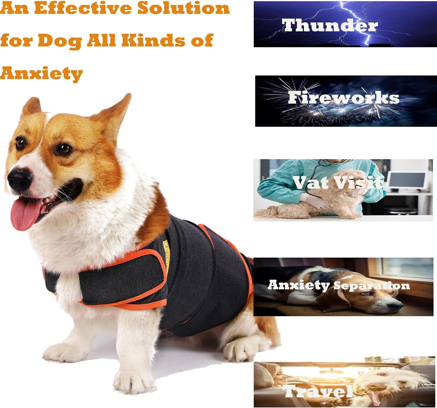 Dog Anxiety Vest Anxiety Jacket for Dogs Comfort Vest for Dog Pet Anxiety Relief Shirt Thunder Jacket Shirt for Medium to Large Dogs