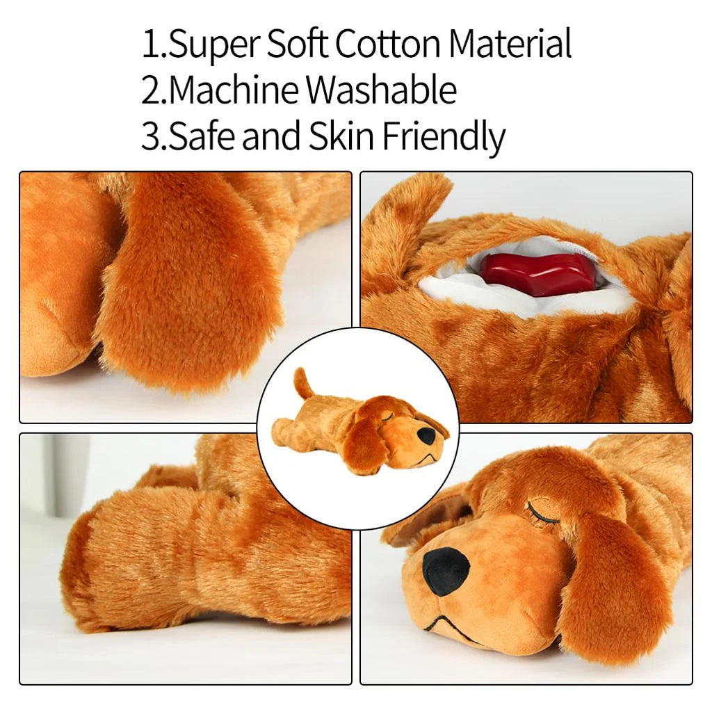 Doggy Heartbeat Stuffed Toy, Pet Anxiety Relief Sleep Aid Calming Toys, Dark Brown