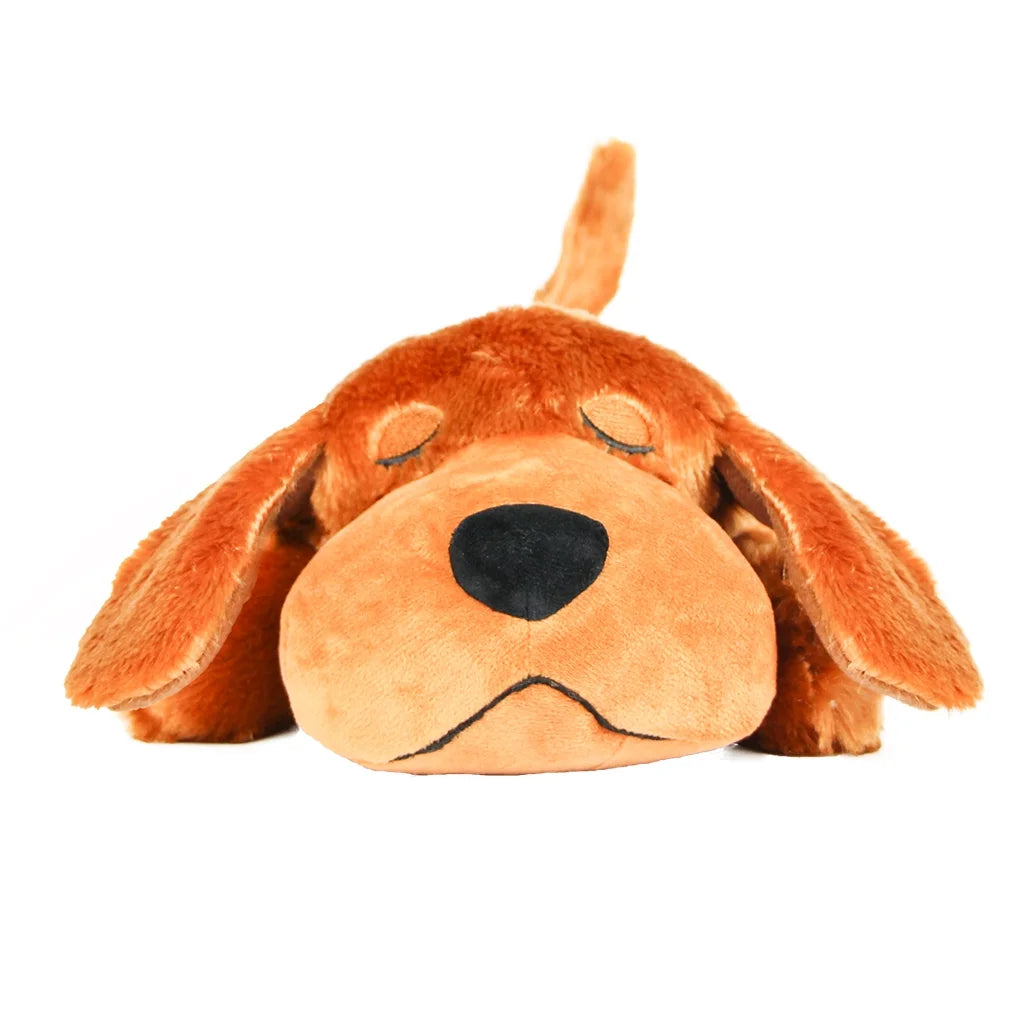 Doggy Heartbeat Stuffed Toy, Pet Anxiety Relief Sleep Aid Calming Toys, Dark Brown