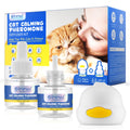 Cat Calming Pheromone Diffuser,2 in 1 Plug-In Cat Calming Diffuser Kit for Cat Anxiety Relief(60 Days Supply 1 Diffuser & 2 Refill)