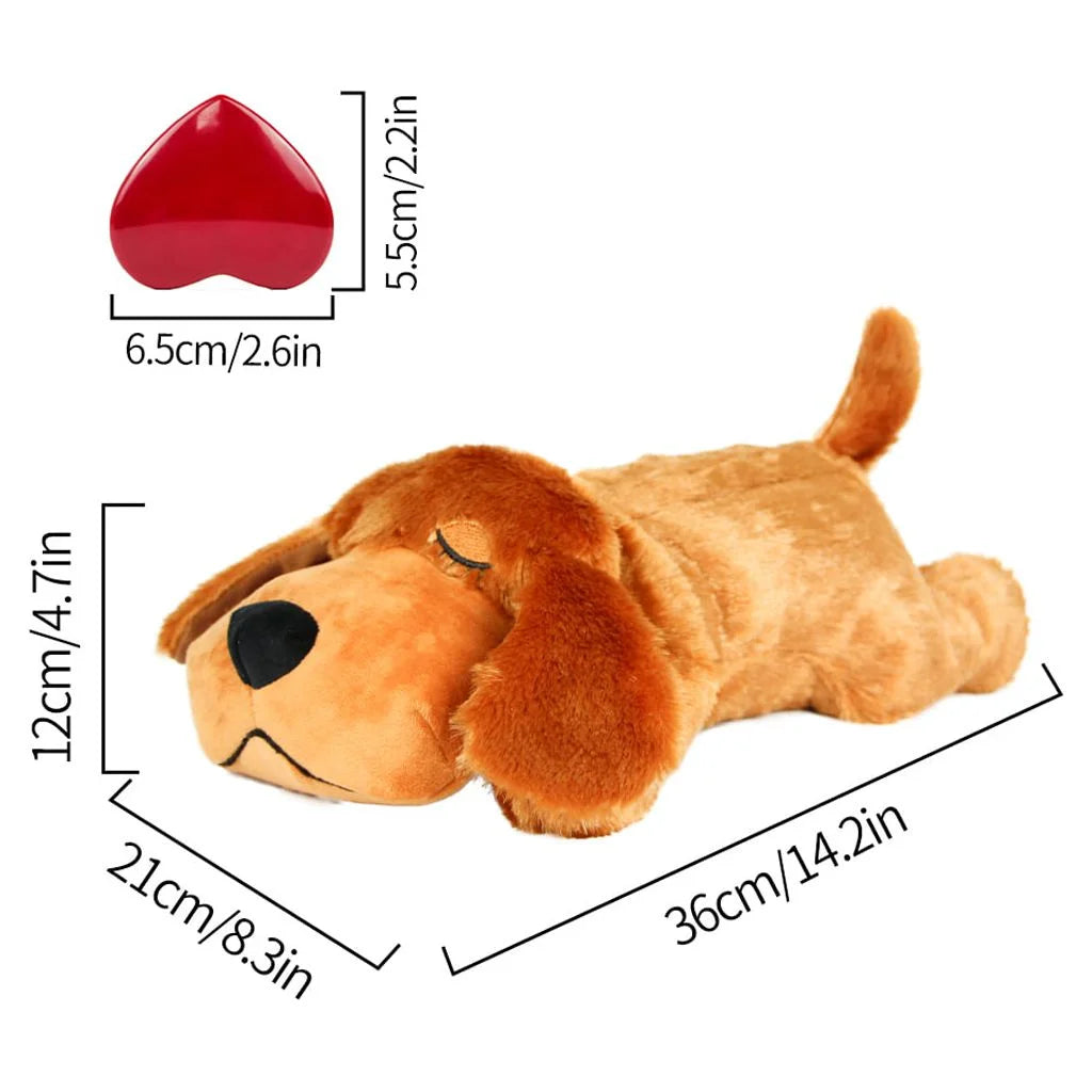 Doggy Heartbeat Stuffed Toy, Pet Anxiety Relief Sleep Aid Calming Toys, Dark Brown