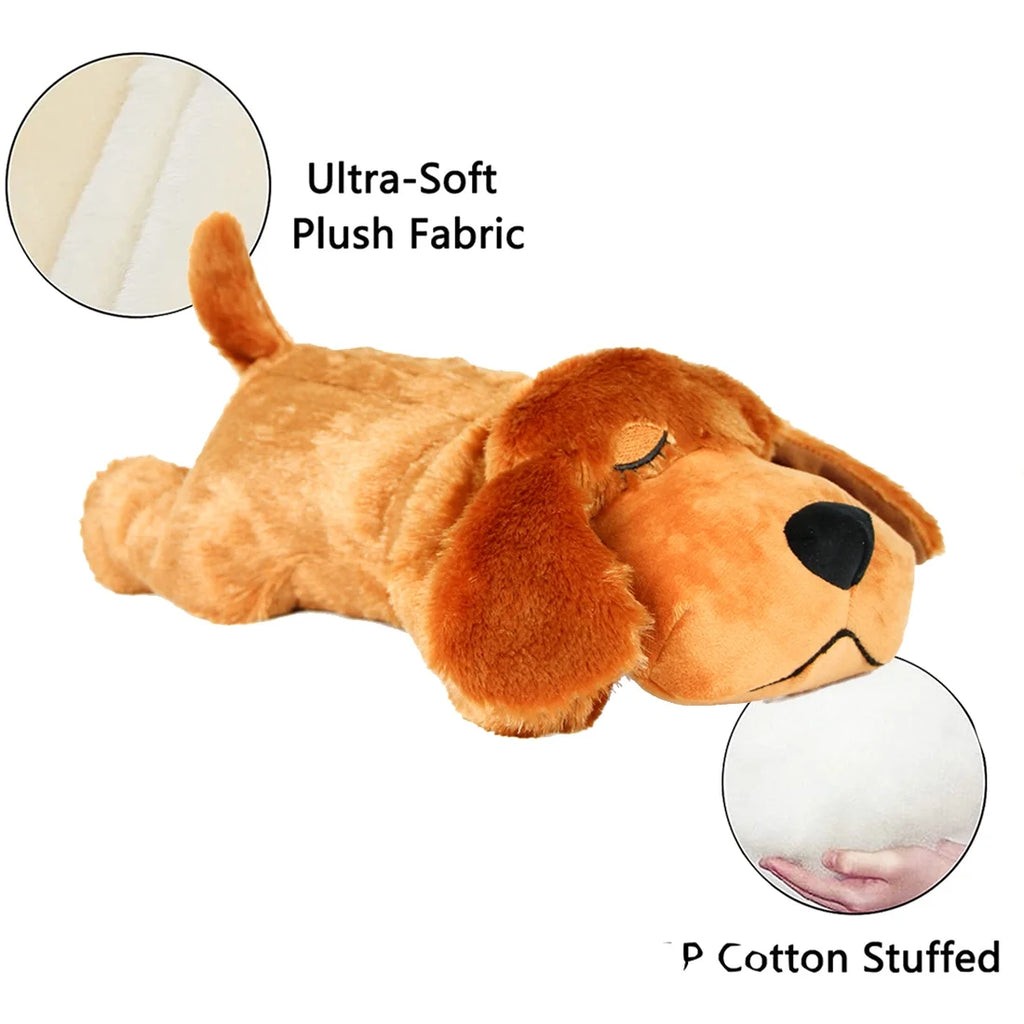 Doggy Heartbeat Stuffed Toy, Pet Anxiety Relief Sleep Aid Calming Toys, Dark Brown