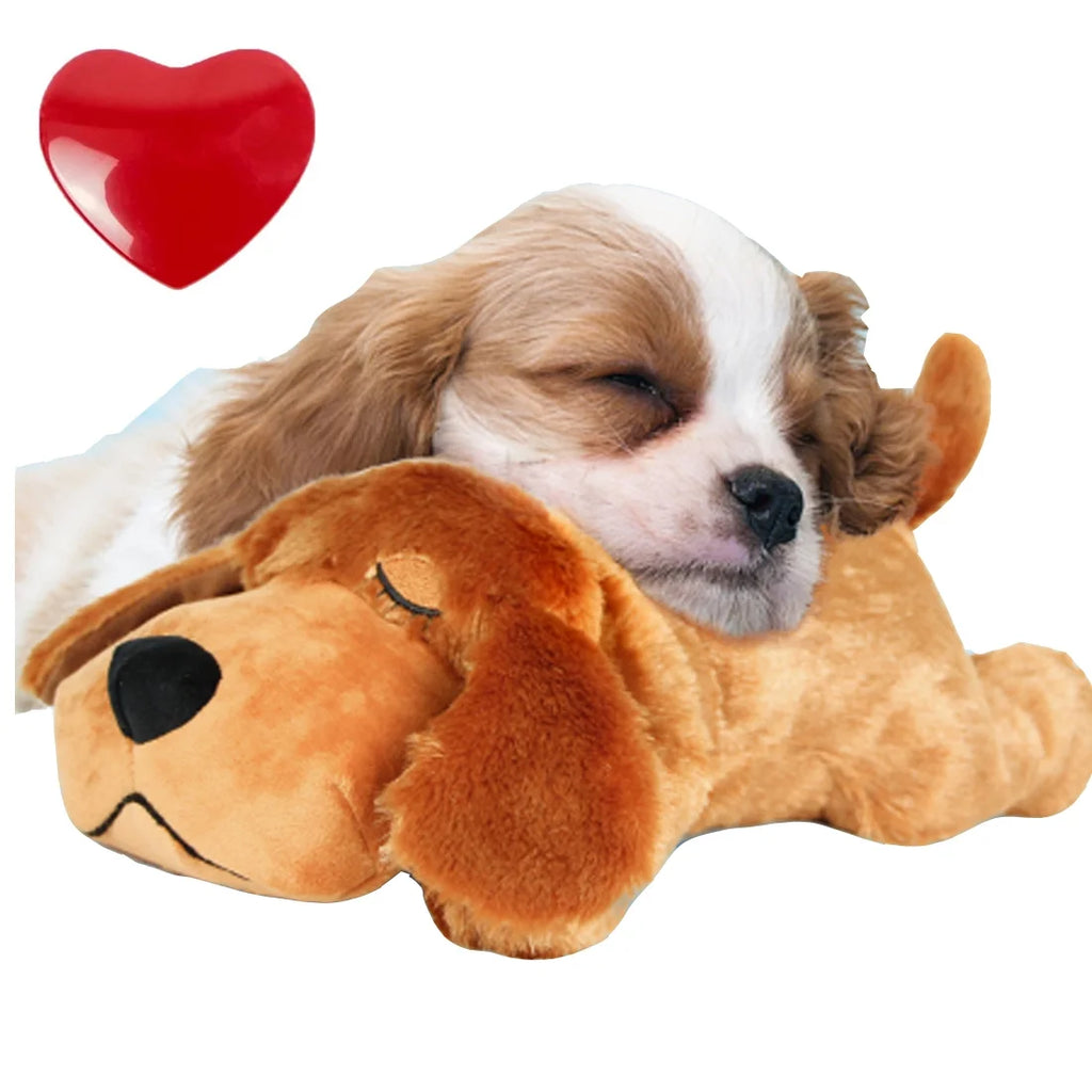Doggy Heartbeat Stuffed Toy, Pet Anxiety Relief Sleep Aid Calming Toys, Dark Brown