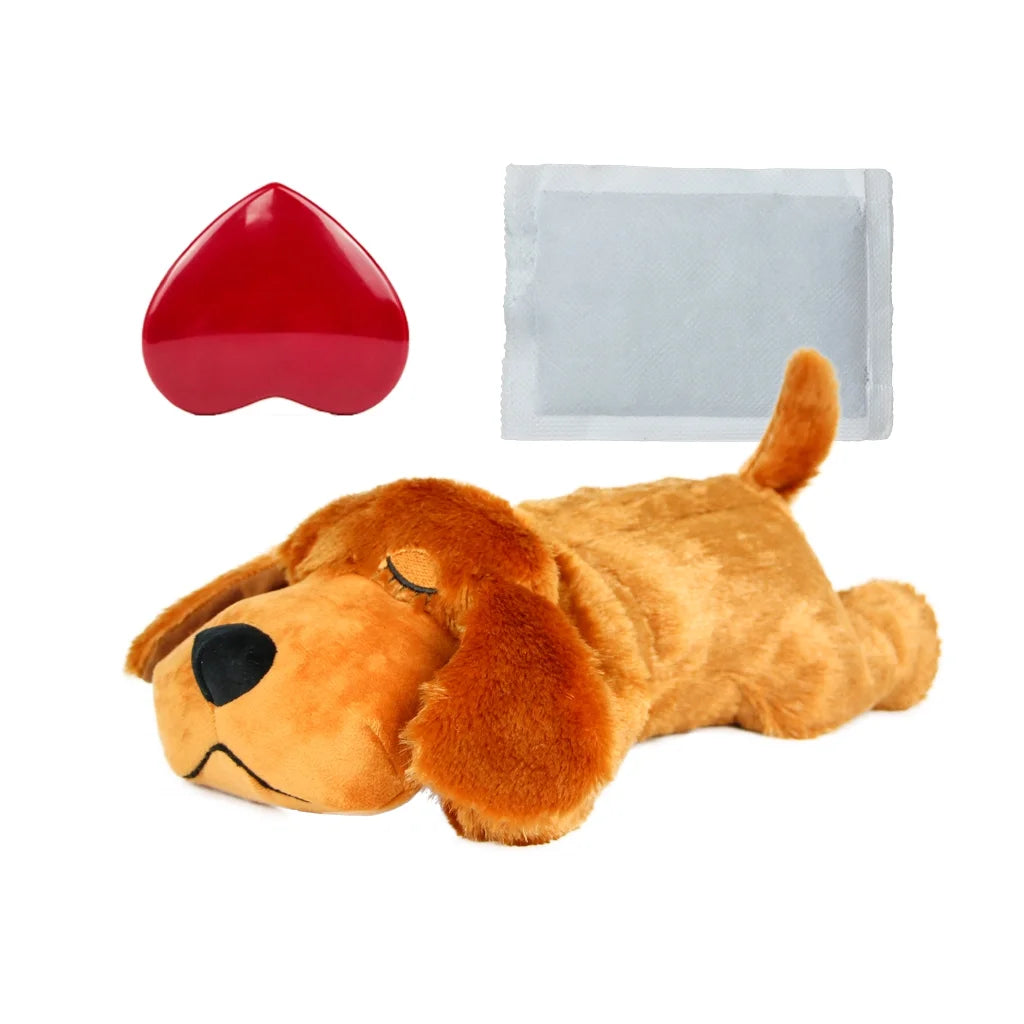 Doggy Heartbeat Stuffed Toy, Pet Anxiety Relief Sleep Aid Calming Toys, Dark Brown